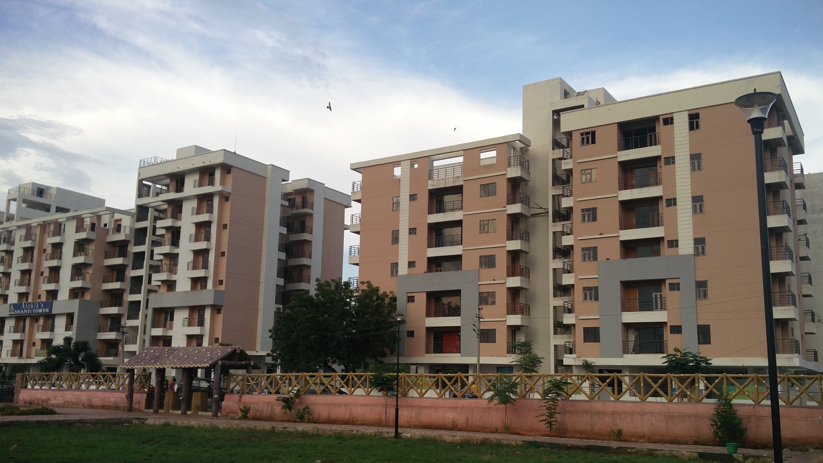 Shanti Tower apartments from the garden